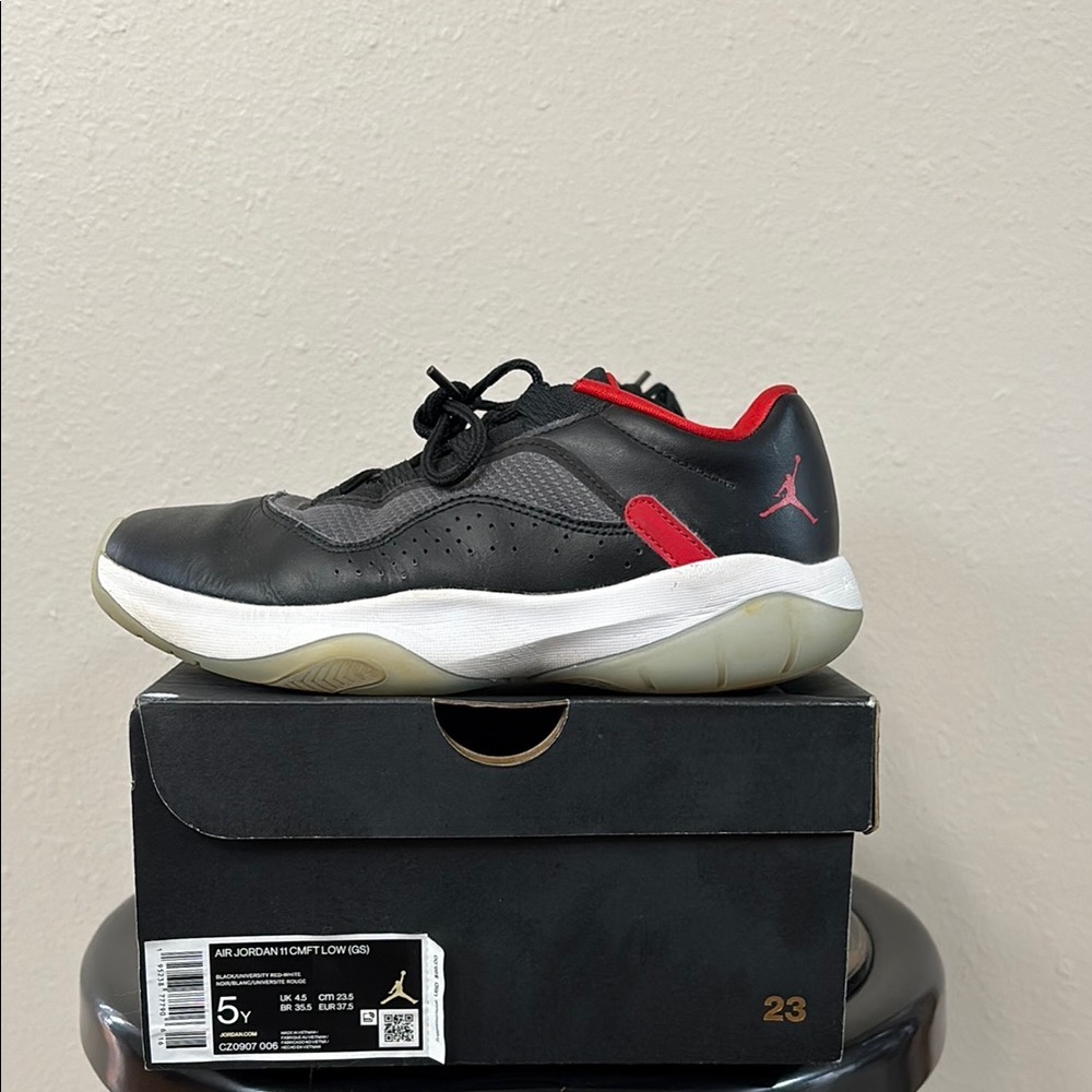 Jordan Youth Black and Red Sneakers